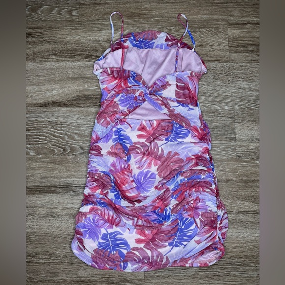 Fashion Nova Vibrant Purple and Pink Ruched Mini Dress - Picture 5 of 8